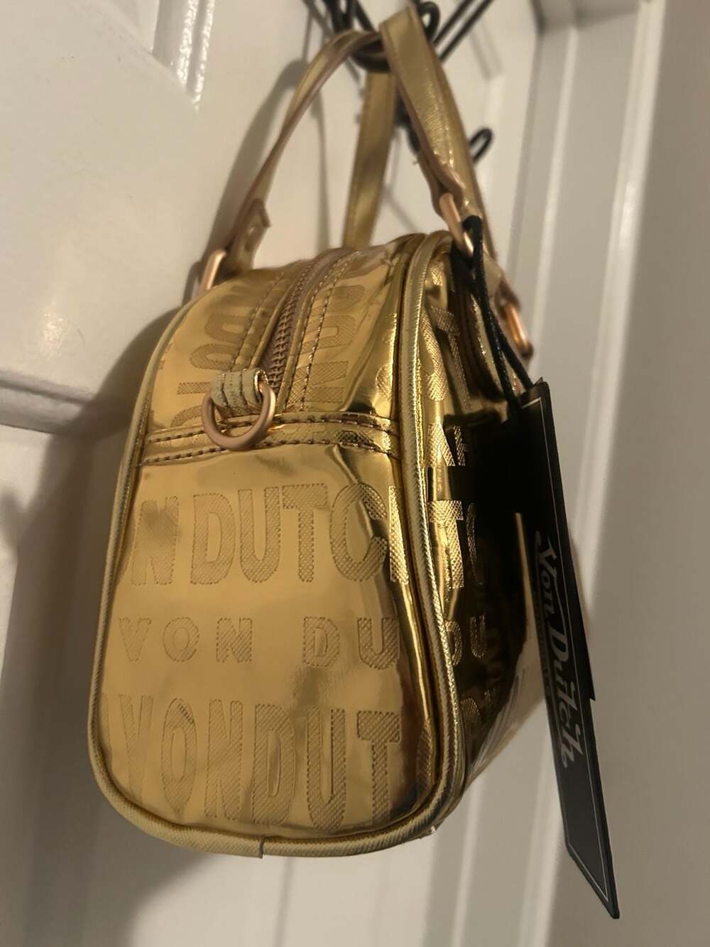 Von Dutch Metallic Gold Bowling Bag VDBB-1004GLD - Picture 3 of 8